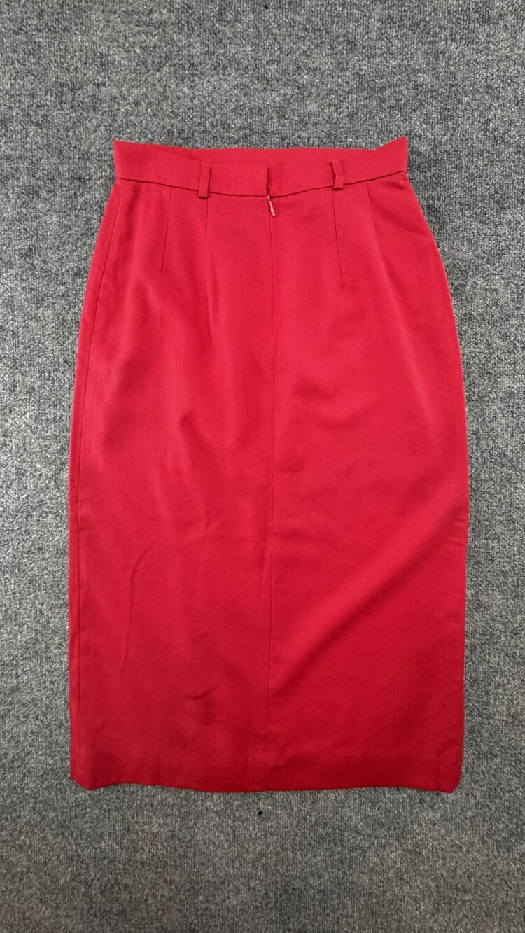 Vintage David Brooks Skirt Womens 12 Red Wool Pencil Lined Long Career Office